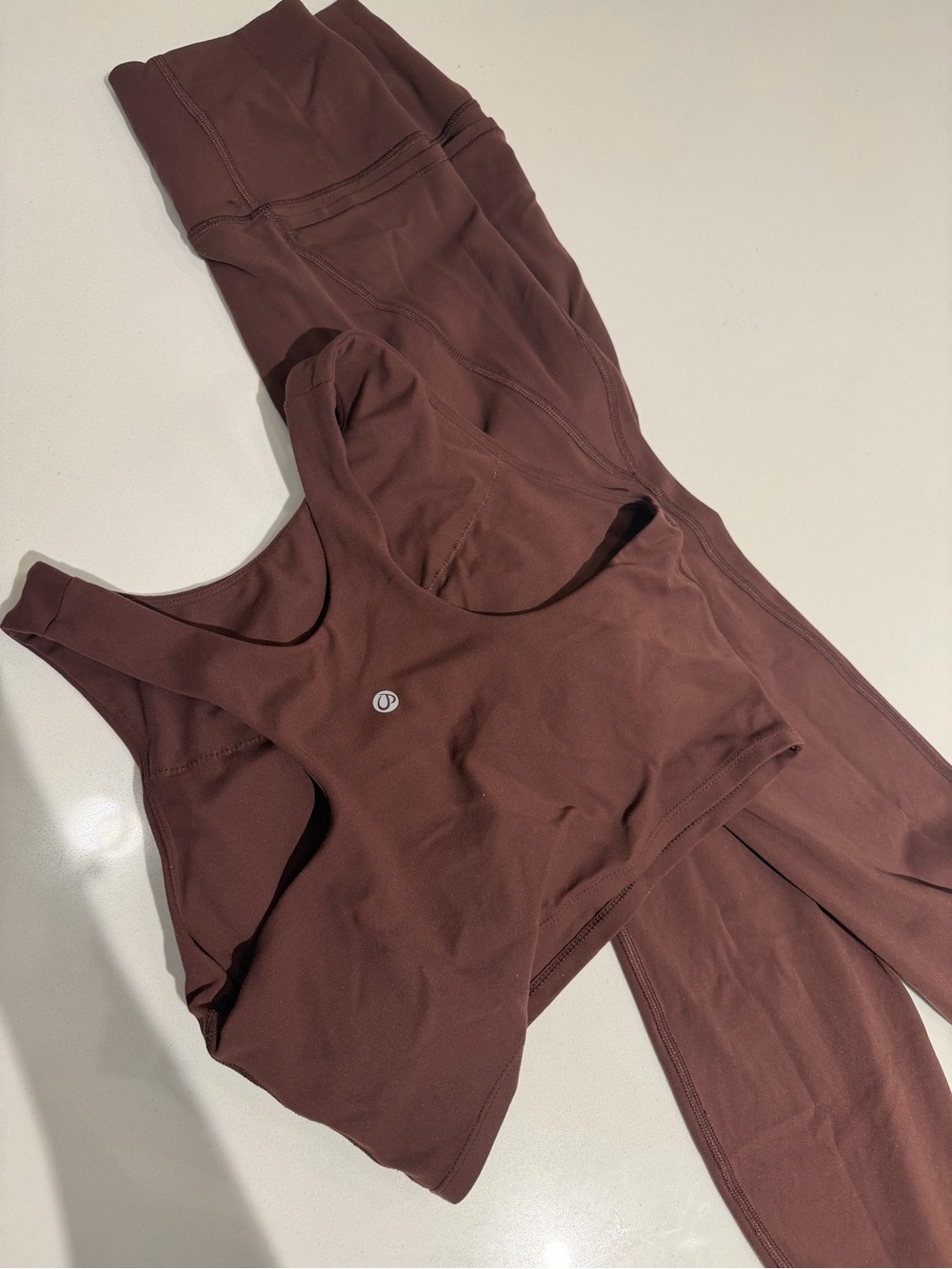 Buttery Soft Brown Workout Set | Matching Leggings + Crop Tank Small - Picture 4 of 4